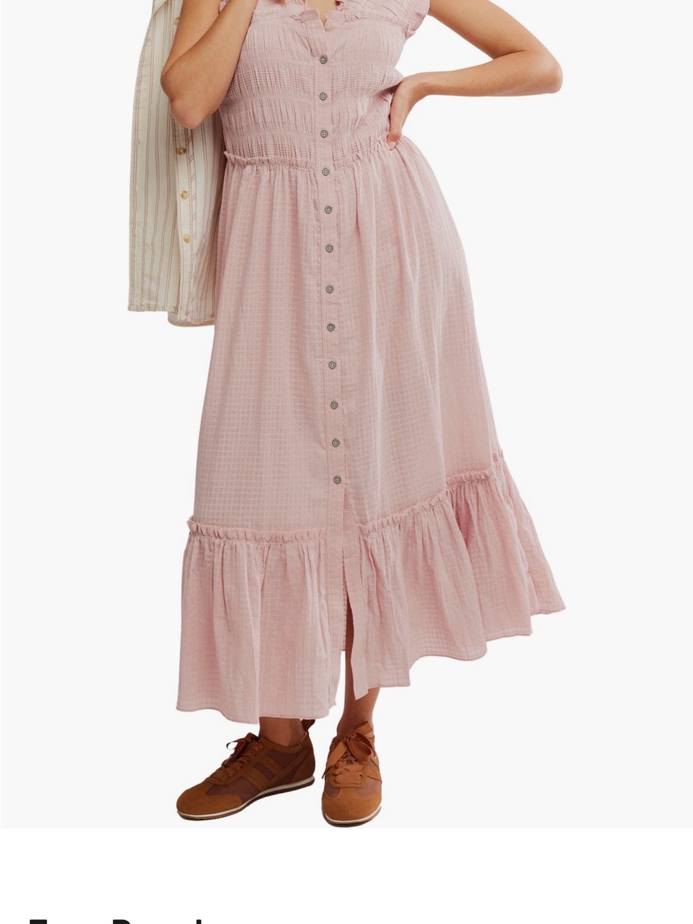 Free People Button-Front Pink Maxi Dress